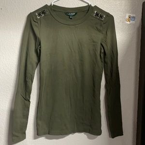 LRL Long Sleeve Shirt w/ Lace Shoulders